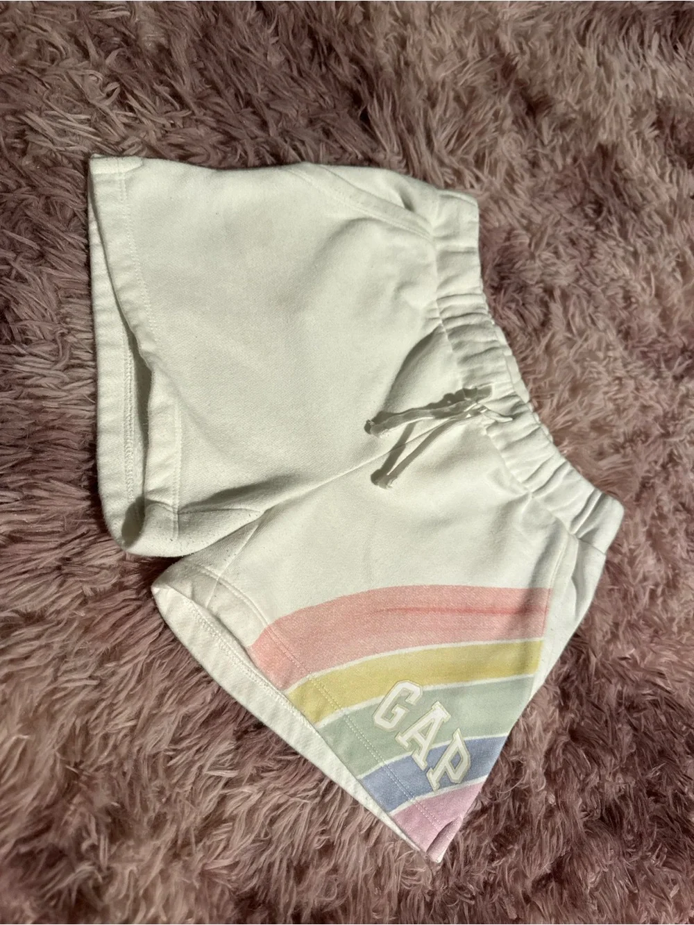 GAP White Shorts with Pastel Rainbow Detail